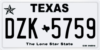 TX license plate DZK5759