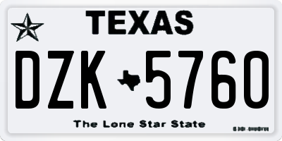 TX license plate DZK5760