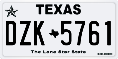 TX license plate DZK5761