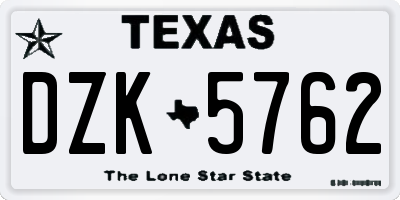 TX license plate DZK5762