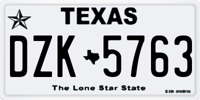 TX license plate DZK5763