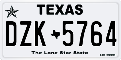 TX license plate DZK5764