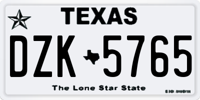 TX license plate DZK5765