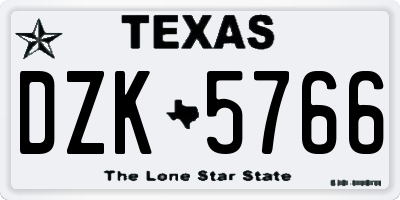 TX license plate DZK5766