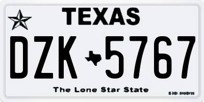 TX license plate DZK5767
