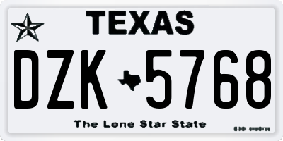 TX license plate DZK5768