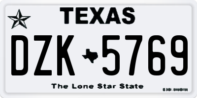 TX license plate DZK5769