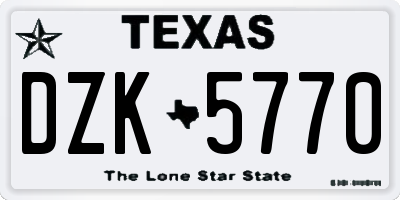 TX license plate DZK5770