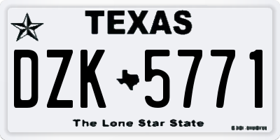 TX license plate DZK5771
