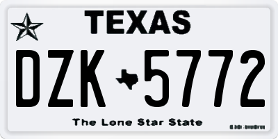 TX license plate DZK5772