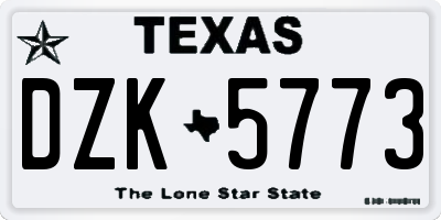 TX license plate DZK5773
