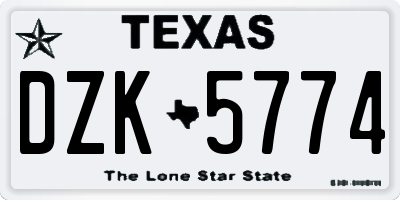 TX license plate DZK5774