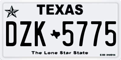 TX license plate DZK5775