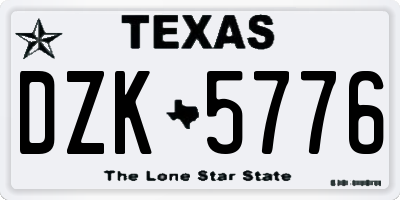 TX license plate DZK5776