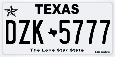TX license plate DZK5777