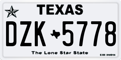 TX license plate DZK5778