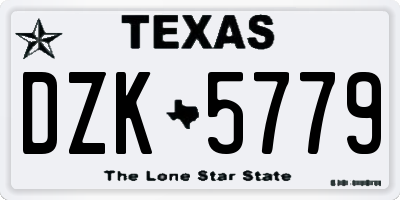 TX license plate DZK5779