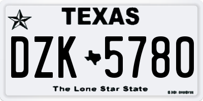 TX license plate DZK5780