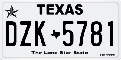 TX license plate DZK5781