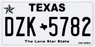 TX license plate DZK5782