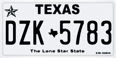 TX license plate DZK5783
