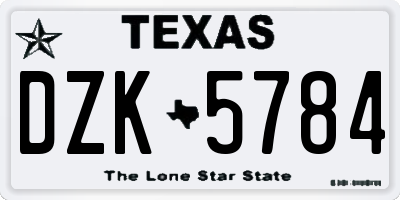 TX license plate DZK5784