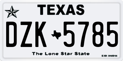 TX license plate DZK5785