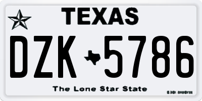 TX license plate DZK5786