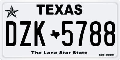 TX license plate DZK5788