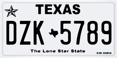 TX license plate DZK5789