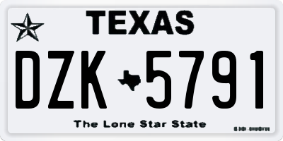 TX license plate DZK5791