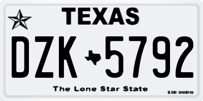 TX license plate DZK5792