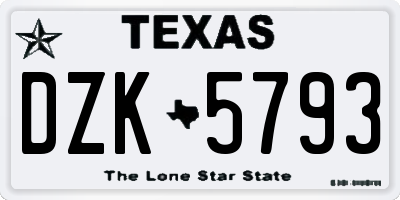 TX license plate DZK5793
