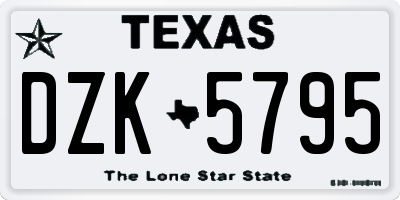 TX license plate DZK5795