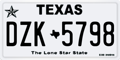 TX license plate DZK5798