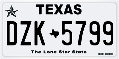 TX license plate DZK5799