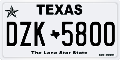 TX license plate DZK5800