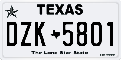 TX license plate DZK5801