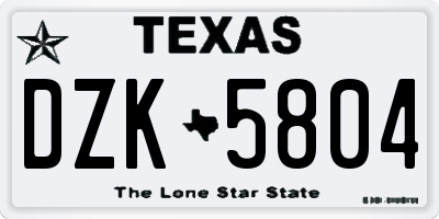 TX license plate DZK5804
