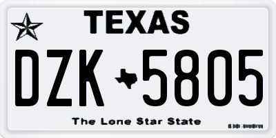 TX license plate DZK5805