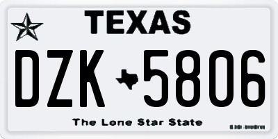TX license plate DZK5806