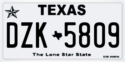 TX license plate DZK5809