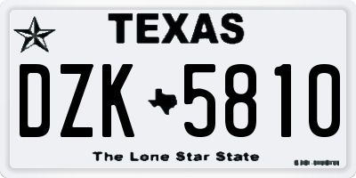 TX license plate DZK5810
