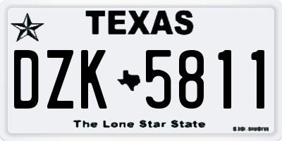 TX license plate DZK5811