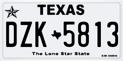 TX license plate DZK5813