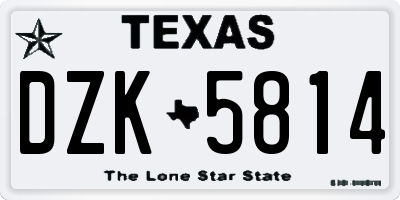 TX license plate DZK5814