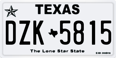 TX license plate DZK5815