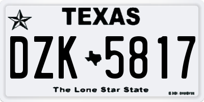 TX license plate DZK5817