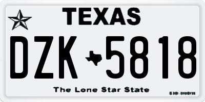 TX license plate DZK5818