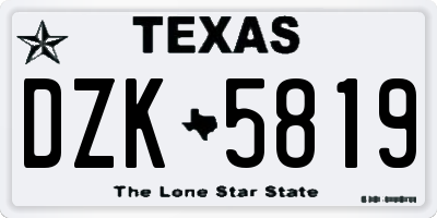 TX license plate DZK5819